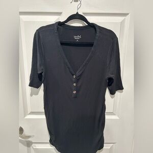 Isabel Maternity by Ingrid & Isabel Black Ribbed Blouse